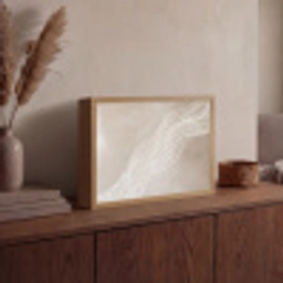 Golvende lijnen - Vloeiend - Zandkleurig Light Box met batterij (Wandlamp) middel -sfeer2