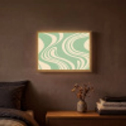 Golvende lijnen - Mintgroen - Dansende vormen Light Box met batterij (Wandlamp) middel -sfeer4