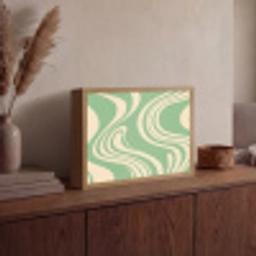 Golvende lijnen - Mintgroen - Dansende vormen Light Box met batterij (Wandlamp) middel -sfeer2