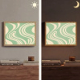 Golvende lijnen - Mintgroen - Dansende vormen Light Box met batterij (Wandlamp) middel -sfeer3