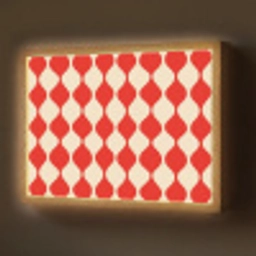 Golvend patroon - Retro - Rood - Beige Light Box met batterij (Wandlamp) middel 907 -z3d_website