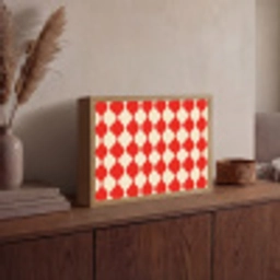 Golvend patroon - Retro - Rood - Beige Light Box met batterij (Wandlamp) middel 907 -sfeer2