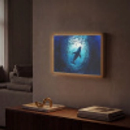 Walvis - Vissen - Donkerblauw Light Box met batterij (Wandlamp) middel -sfeer1