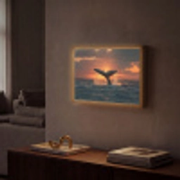 Walvis staart - Water - Zonsondergang Light Box met batterij (Wandlamp) middel -sfeer1