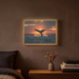 Walvis staart - Water - Zonsondergang Light Box met batterij (Wandlamp) middel -sfeer4