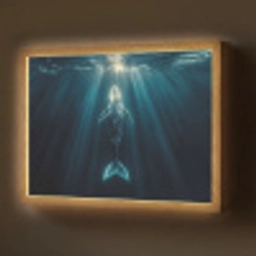 Walvis - Water - Zonnestralen - Blauw Light Box met batterij (Wandlamp) middel -z3d_website