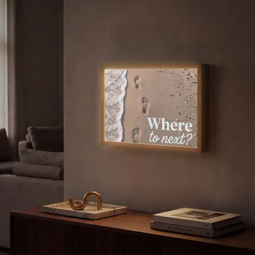 Where to next - Strand - Voetstappen Light Box met batterij (Wandlamp) middel -sfeer1