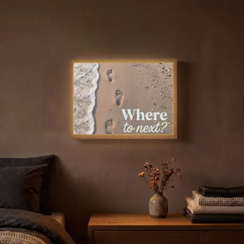 Where to next - Strand - Voetstappen Light Box met batterij (Wandlamp) middel -sfeer4