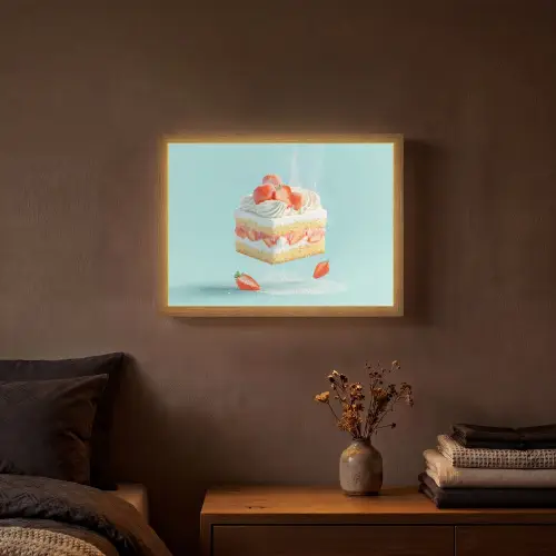 Slagroom - Taart - Blauw - Eten Light Box met batterij (Wandlamp) middel -sfeer4