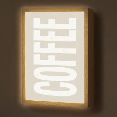 Wit - Koffie - Vintage - Decoratie Light Box met batterij (Wandlamp) middel -z3d_website