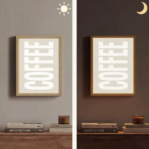 Wit - Koffie - Vintage - Decoratie Light Box met batterij (Wandlamp) middel -sfeer3