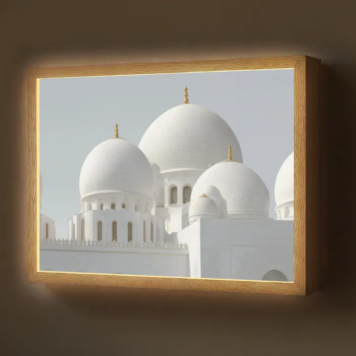 Witte koepels - Helderblauwe lucht - Islamitisch Light Box met batterij (Wandlamp) middel -z3d_website