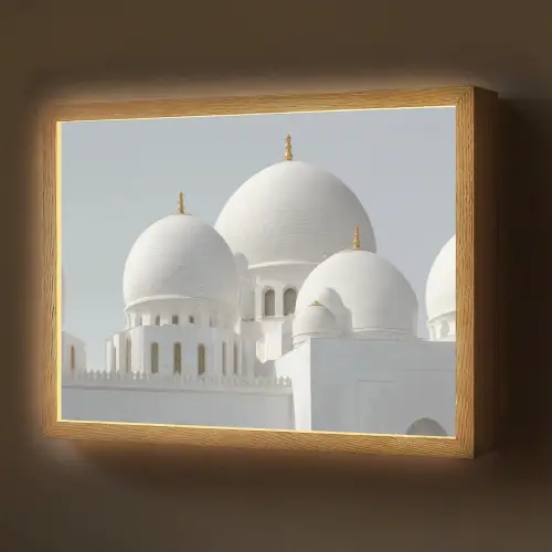 Witte koepels - Helderblauwe lucht - Islamitisch Light Box met batterij (Wandlamp) middel -z3d_website