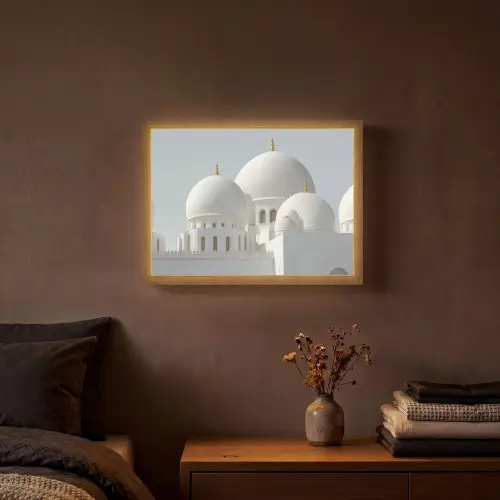 Witte koepels - Helderblauwe lucht - Islamitisch Light Box met batterij (Wandlamp) middel -sfeer4