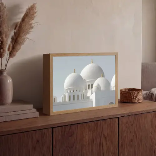 Witte koepels - Helderblauwe lucht - Islamitisch Light Box met batterij (Wandlamp) middel -sfeer2