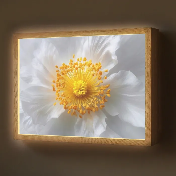 Wit - Bloem - Elegant Light Box met batterij (Wandlamp) middel -z3d_website
