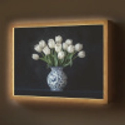 Wit - Bloemen - Tulpen - Vaas Light Box met batterij (Wandlamp) middel -z3d_website