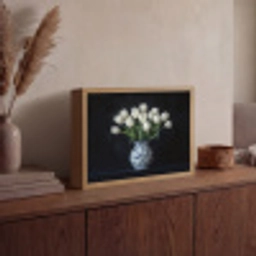 Wit - Bloemen - Tulpen - Vaas Light Box met batterij (Wandlamp) middel -sfeer2