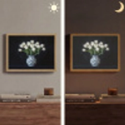 Wit - Bloemen - Tulpen - Vaas Light Box met batterij (Wandlamp) middel -sfeer3