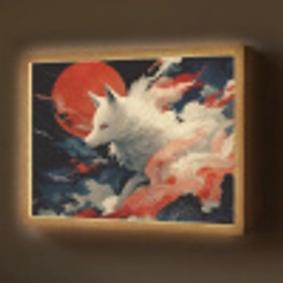 Witte vos - wolken - maan Light Box met batterij (Wandlamp) middel -z3d_website