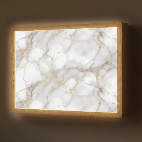 Wit - Goud - Marmer - Grijs Light Box met batterij (Wandlamp) middel 907 -z3d_website
