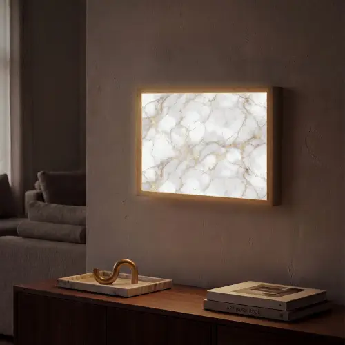Wit - Goud - Marmer - Grijs Light Box met batterij (Wandlamp) middel 907 -sfeer1