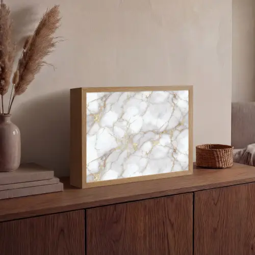 Wit - Goud - Marmer - Grijs Light Box met batterij (Wandlamp) middel 907 -sfeer2