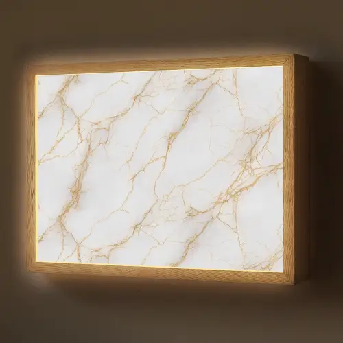 Wit - Goud - Marmer - Aders Light Box met batterij (Wandlamp) middel 907 -z3d_website