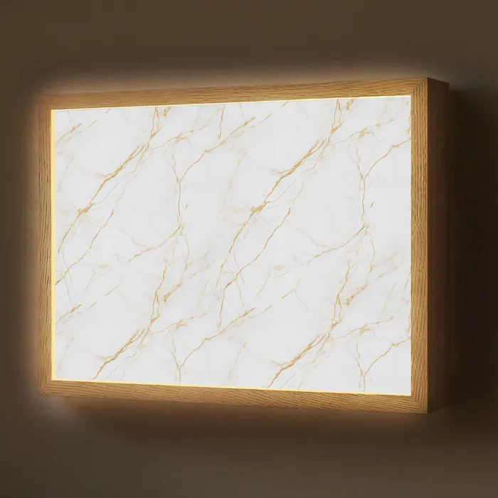 Wit - Marmer - Goud - Luxueus Light Box met batterij (Wandlamp) middel 907 -z3d_website