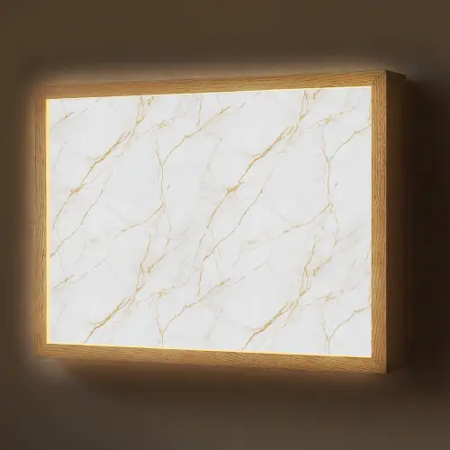 Wit - Marmer - Goud - Luxueus Light Box met batterij (Wandlamp) middel 907 -z3d_website