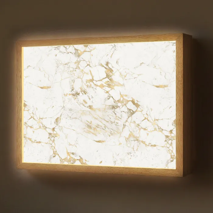 Wit - Marmer - Luxe - Goud Light Box met batterij (Wandlamp) middel 907 -z3d_website