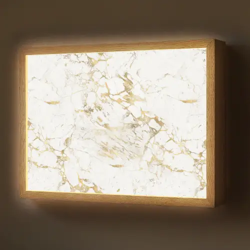 Wit - Marmer - Luxe - Goud Light Box met batterij (Wandlamp) middel 907 -z3d_website