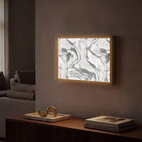 Wit - Marmer - Golvend - Grafiet Light Box met batterij (Wandlamp) middel 907 -sfeer1