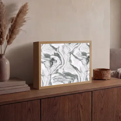 Wit - Marmer - Golvend - Grafiet Light Box met batterij (Wandlamp) middel 907 -sfeer2
