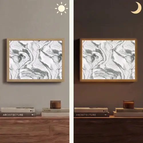 Wit - Marmer - Golvend - Grafiet Light Box met batterij (Wandlamp) middel 907 -sfeer3