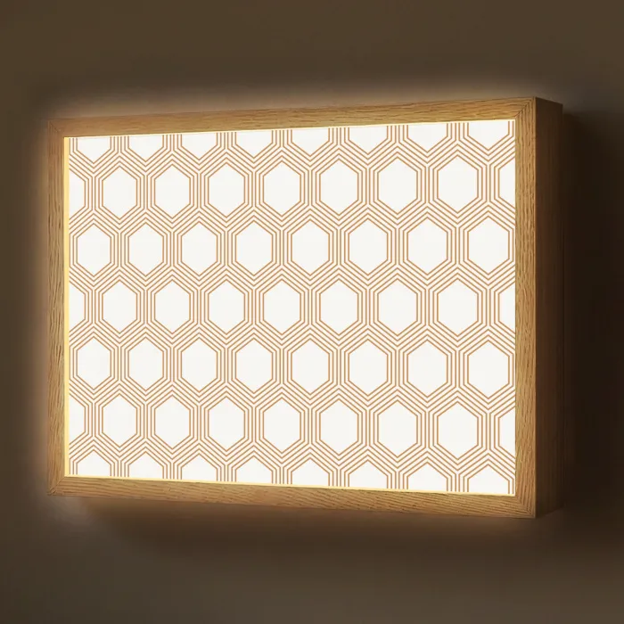 Wit - Patroon - Symmetrisch - Modern Light Box met batterij (Wandlamp) middel 907 -z3d_website