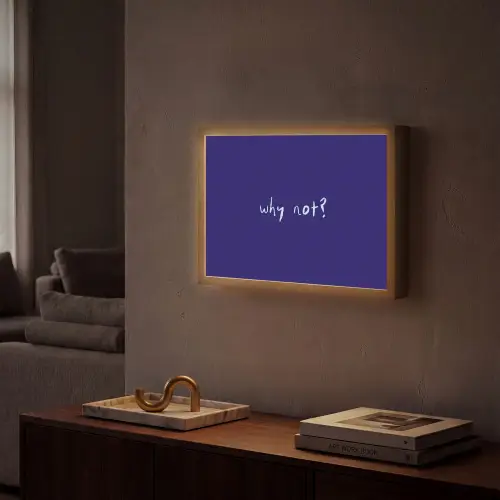 Why not - Blauw - Handgeschreven Light Box met batterij (Wandlamp) middel -sfeer1