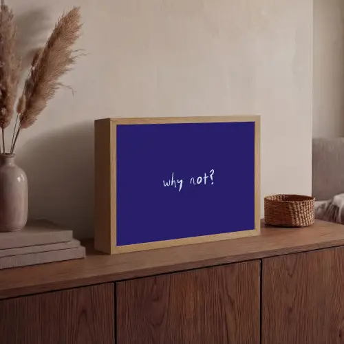 Why not - Blauw - Handgeschreven Light Box met batterij (Wandlamp) middel -sfeer2