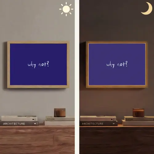 Why not - Blauw - Handgeschreven Light Box met batterij (Wandlamp) middel -sfeer3