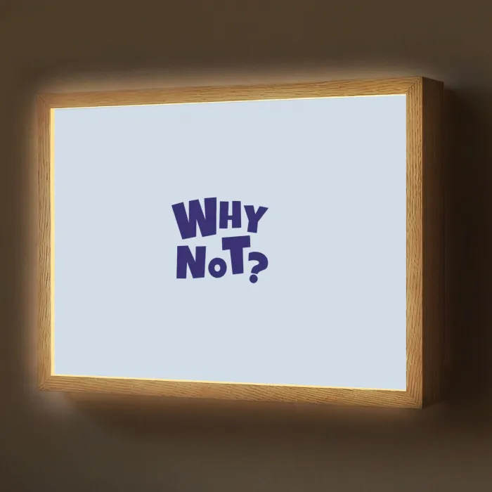 Why not - Blauw - Licht blauw - Quote Light Box met batterij (Wandlamp) middel -z3d_website