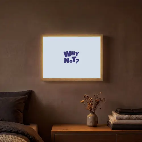 Why not - Blauw - Licht blauw - Quote Light Box met batterij (Wandlamp) middel -sfeer4
