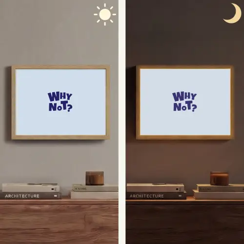 Why not - Blauw - Licht blauw - Quote Light Box met batterij (Wandlamp) middel -sfeer3