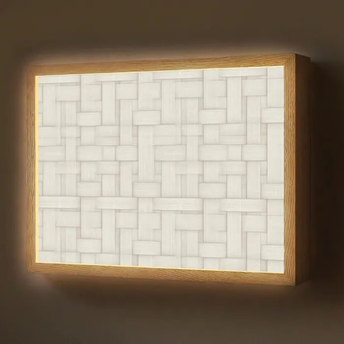 Vlechtwerk - Banen - Beige Light Box met batterij (Wandlamp) middel 907 -z3d_website