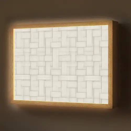 Vlechtwerk - Banen - Beige Light Box met batterij (Wandlamp) middel 907 -z3d_website
