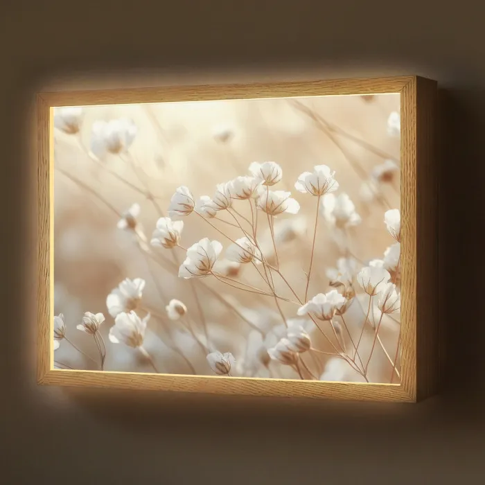 Wilde - Bloemen - Wit Light Box met batterij (Wandlamp) middel -z3d_website