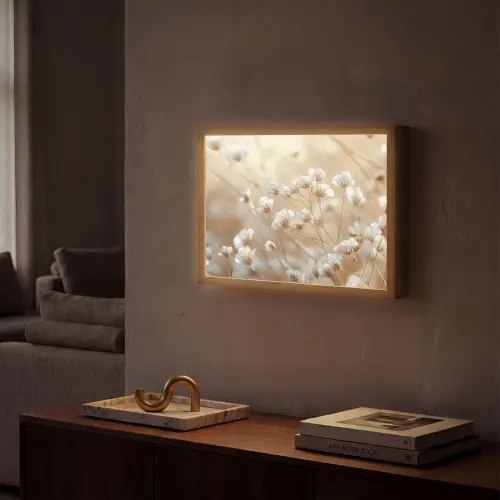 Wilde - Bloemen - Wit Light Box met batterij (Wandlamp) middel -sfeer1