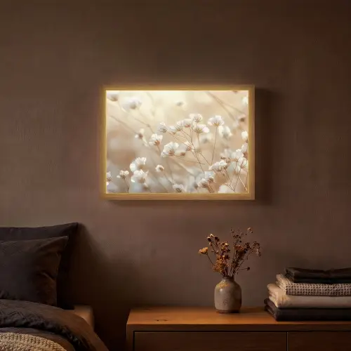Wilde - Bloemen - Wit Light Box met batterij (Wandlamp) middel -sfeer4