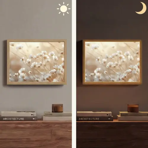 Wilde - Bloemen - Wit Light Box met batterij (Wandlamp) middel -sfeer3