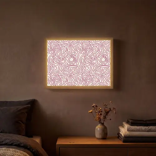 Kronkelende lijn - Magenta - Crème Light Box met batterij (Wandlamp) middel 907 -sfeer4