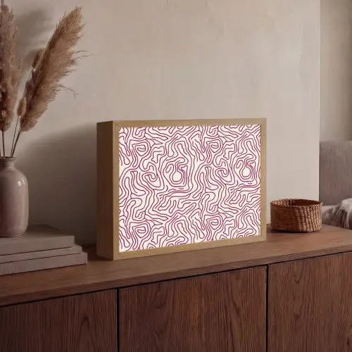 Kronkelende lijn - Magenta - Crème Light Box met batterij (Wandlamp) middel 907 -sfeer2